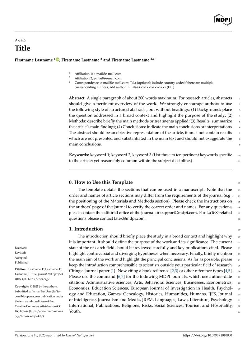 MDPI Article Template
