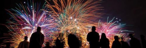 people watching new year celebration firework