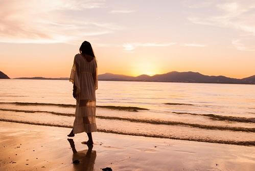 walking in the sunset